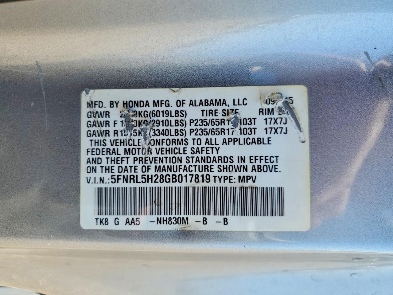 2016 HONDA ODYSSEY LX photo 37