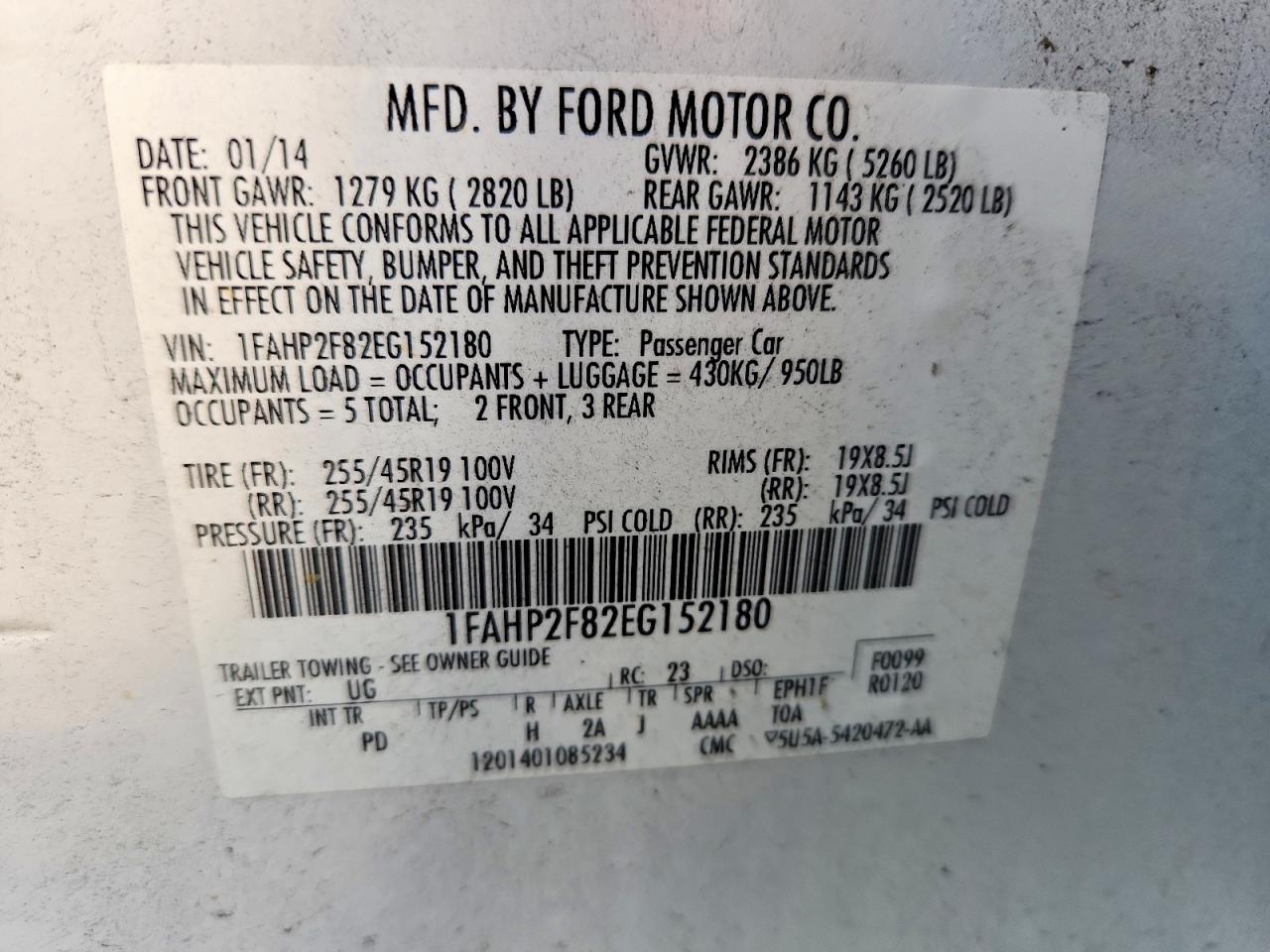2014 FORD TAURUS LIMITED photo 23