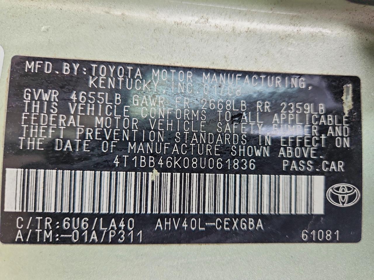 2008 TOYOTA CAMRY HYBRID photo 37