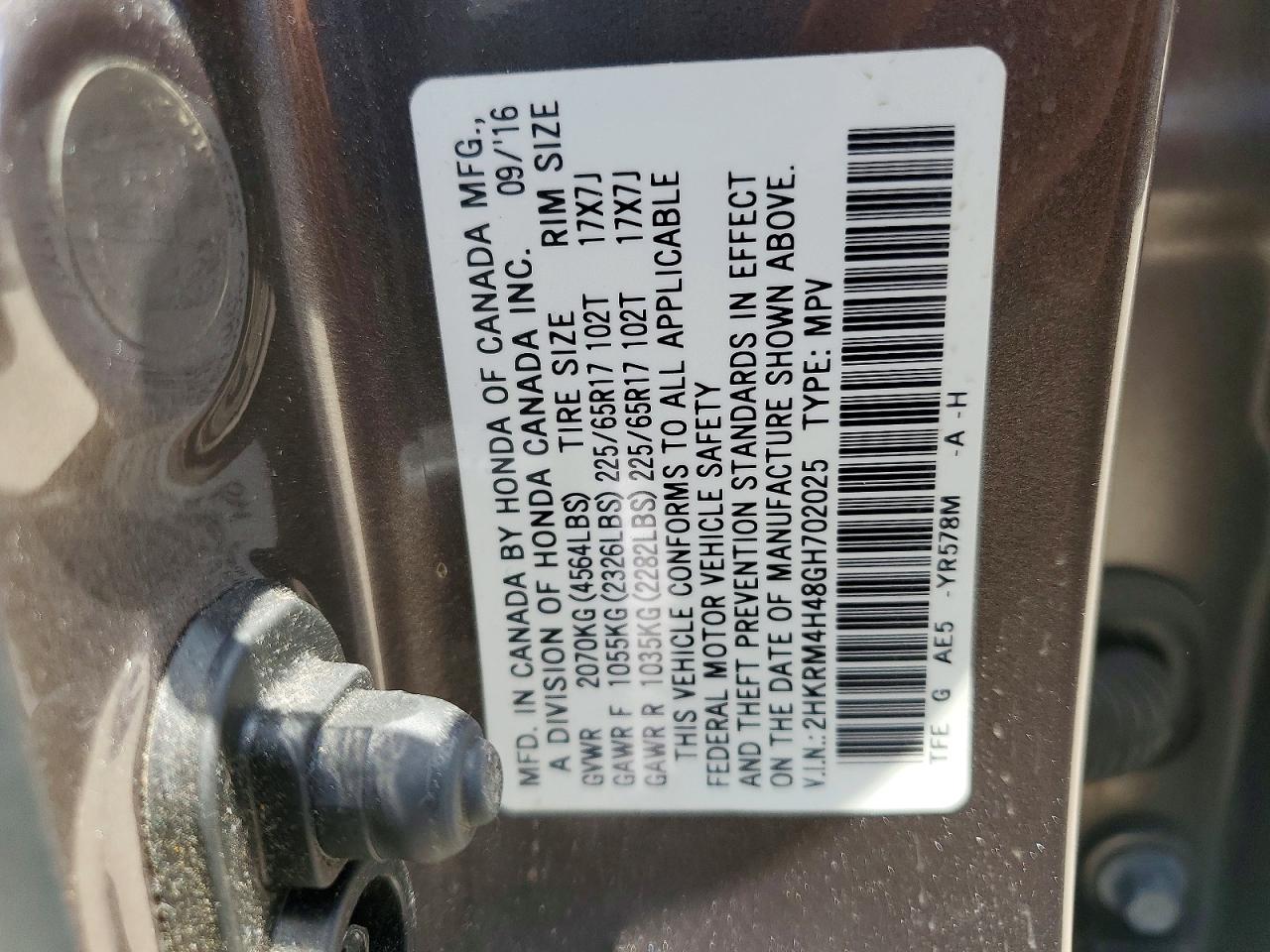 2016 HONDA CR-V SE photo 37
