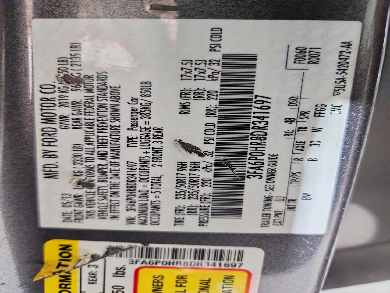 2013 FORD FUSION SE photo 34