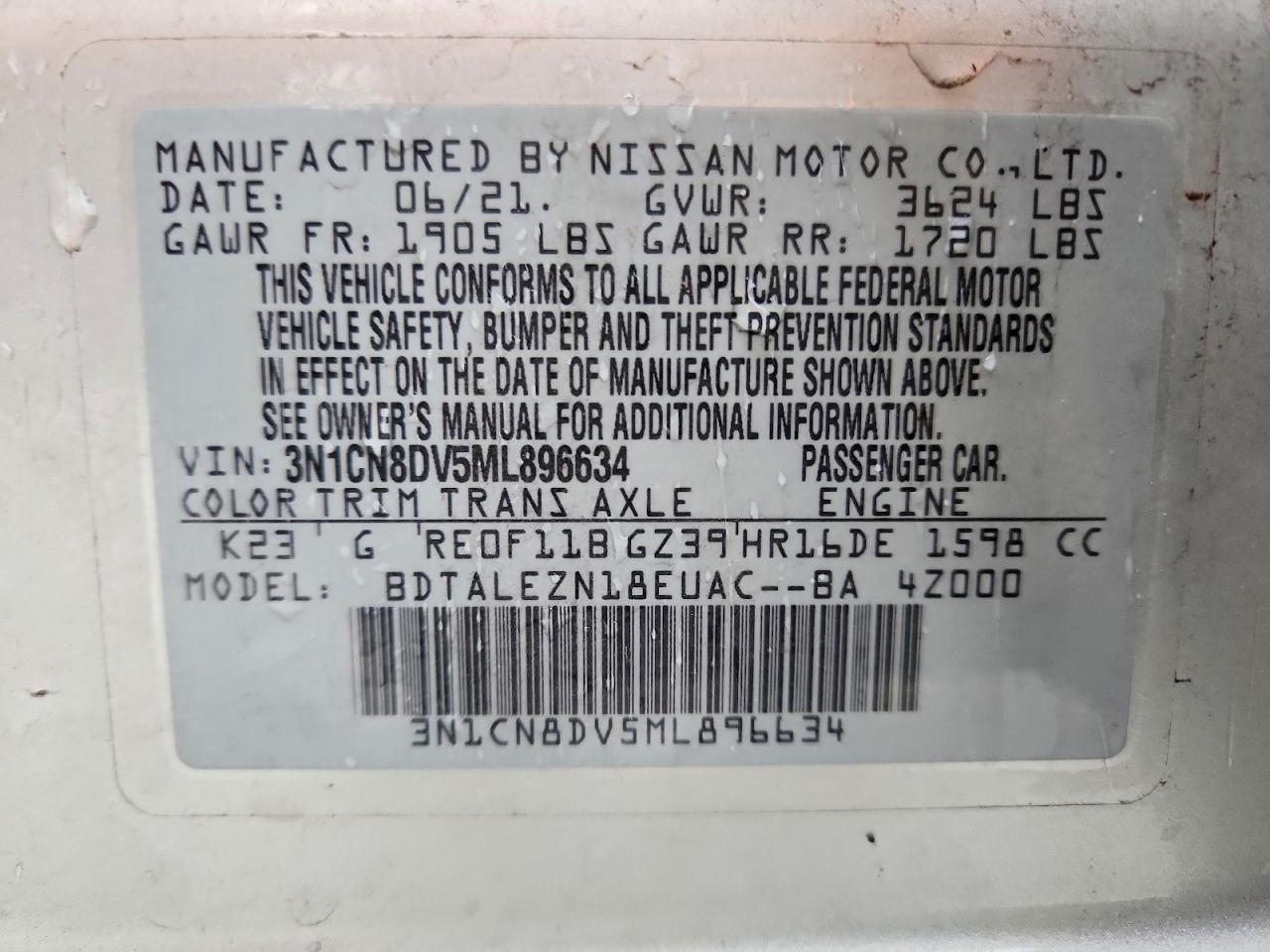 2021 NISSAN VERSA S photo 25