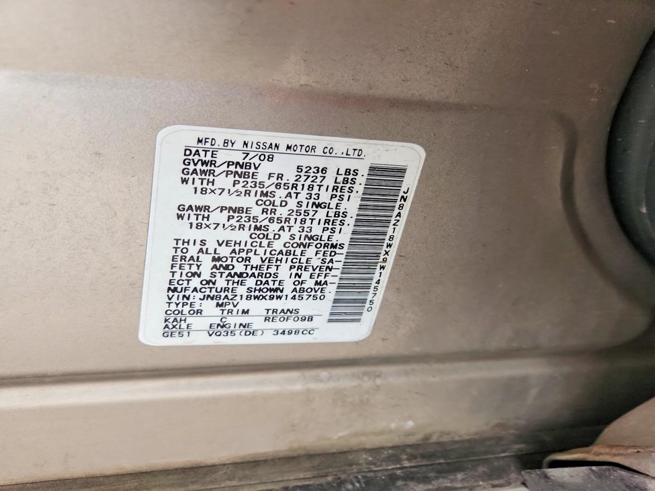 2009 NISSAN MURANO S photo 37