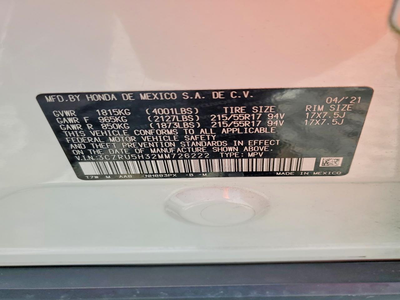 2021 HONDA HR-V LX photo 25