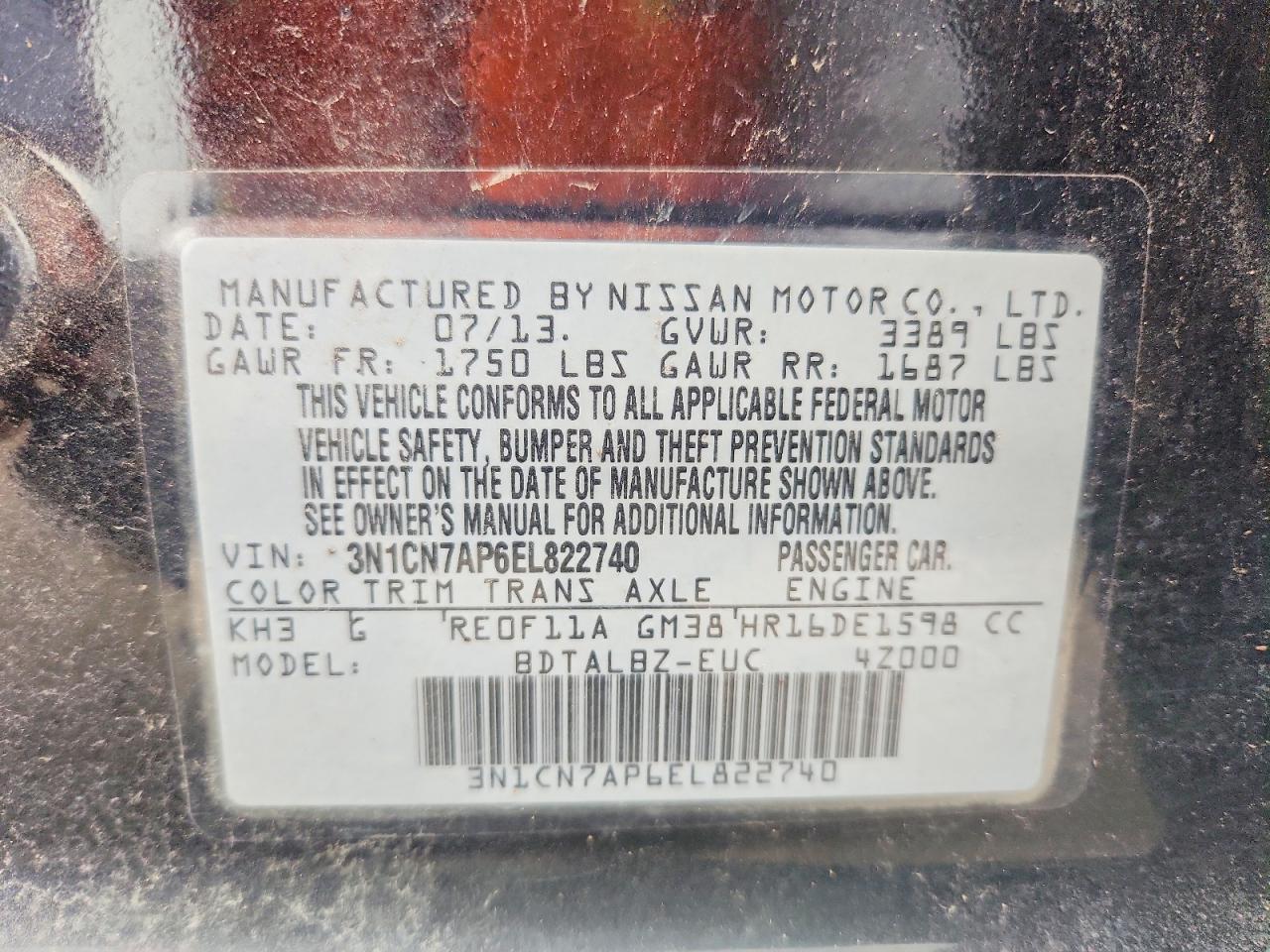2014 NISSAN VERSA 1.6 SV photo 12