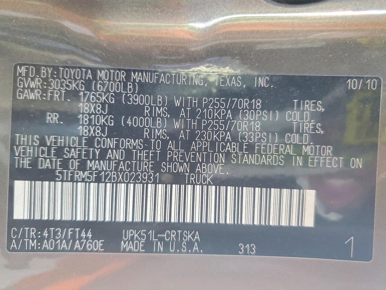 2011 TOYOTA TUNDRA DOUBLE CAB SR5 photo 34