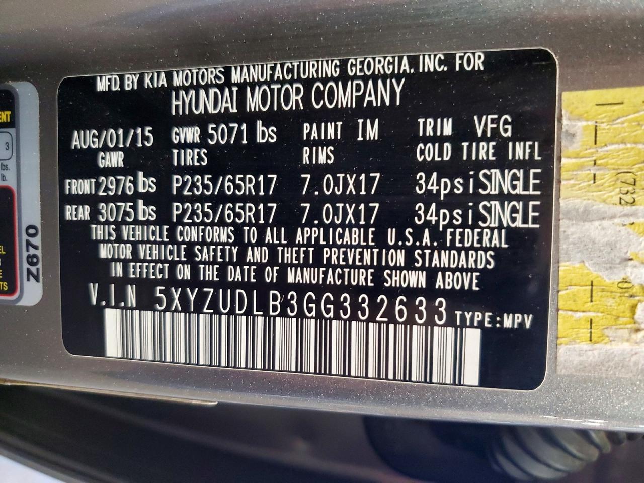 2016 HYUNDAI SANTA FE SPORT 2.4L photo 13