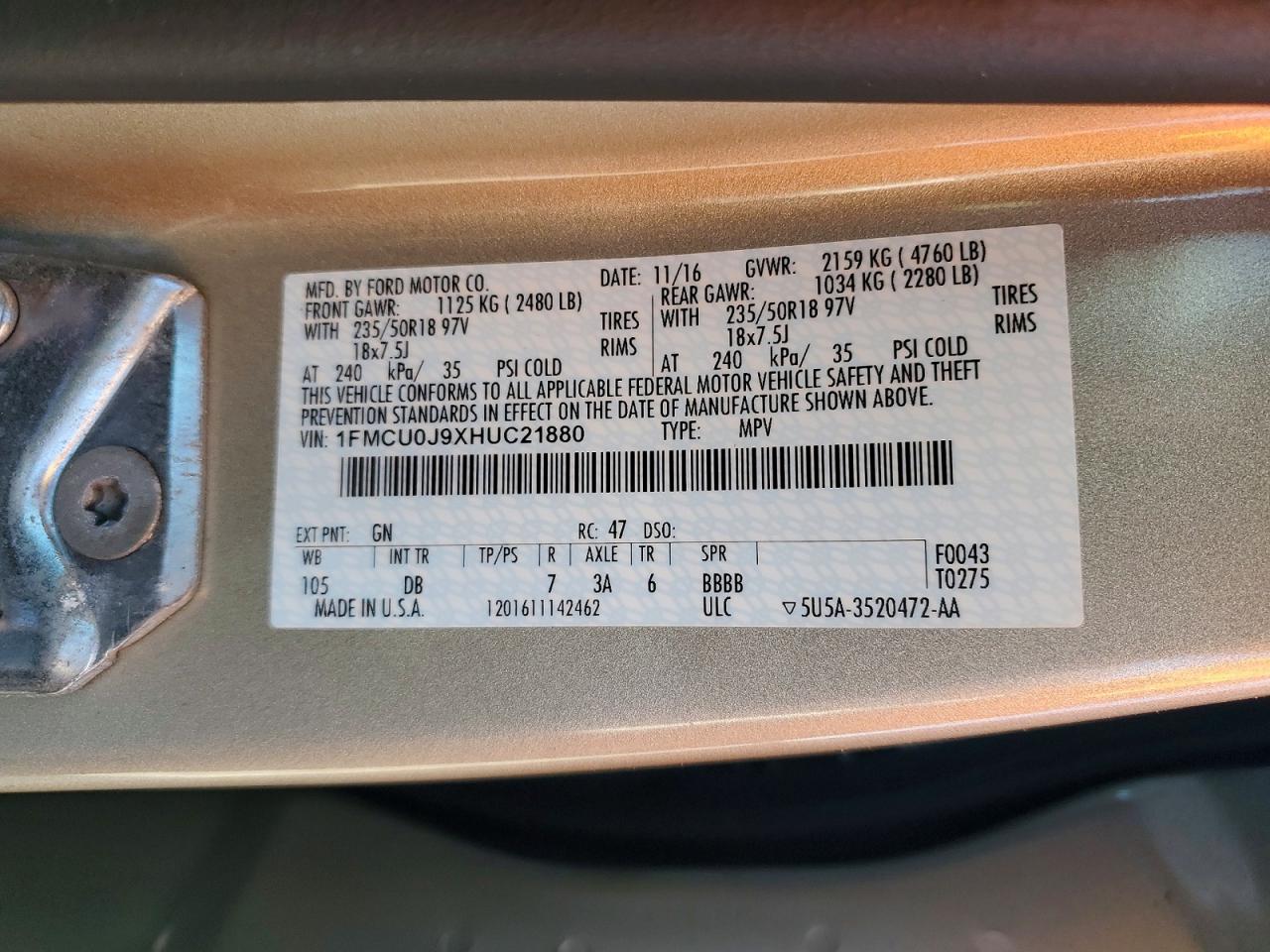 2017 FORD ESCAPE TITANIUM photo 27