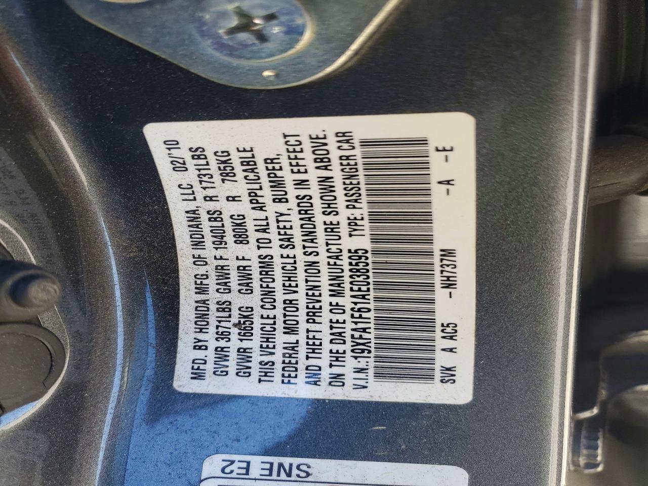 2010 HONDA CIVIC photo 23