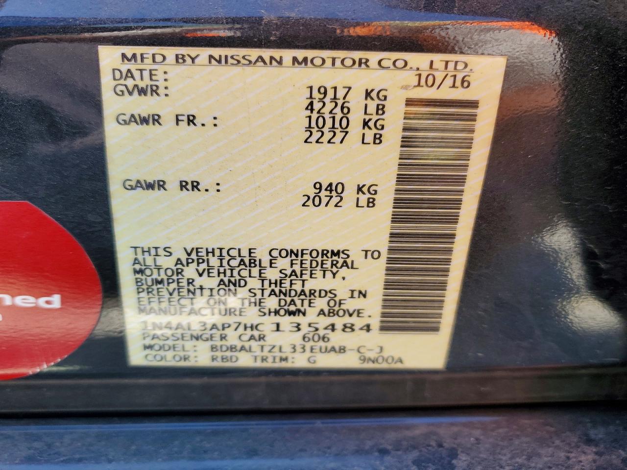 2017 NISSAN ALTIMA 2.5 SL photo 34
