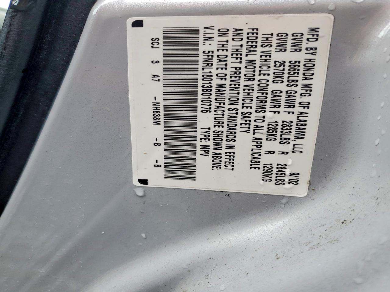 2003 HONDA ODYSSEY EXL photo 13