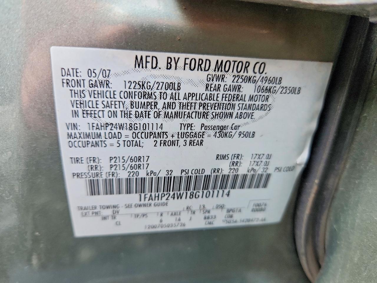 2008 FORD TAURUS SEL photo 23