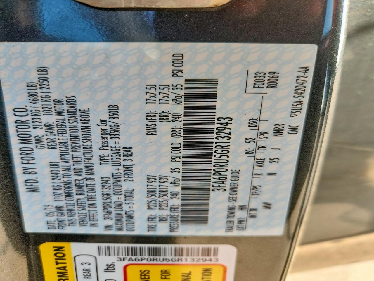 2016 FORD FUSION TITANIUM HEV photo 25