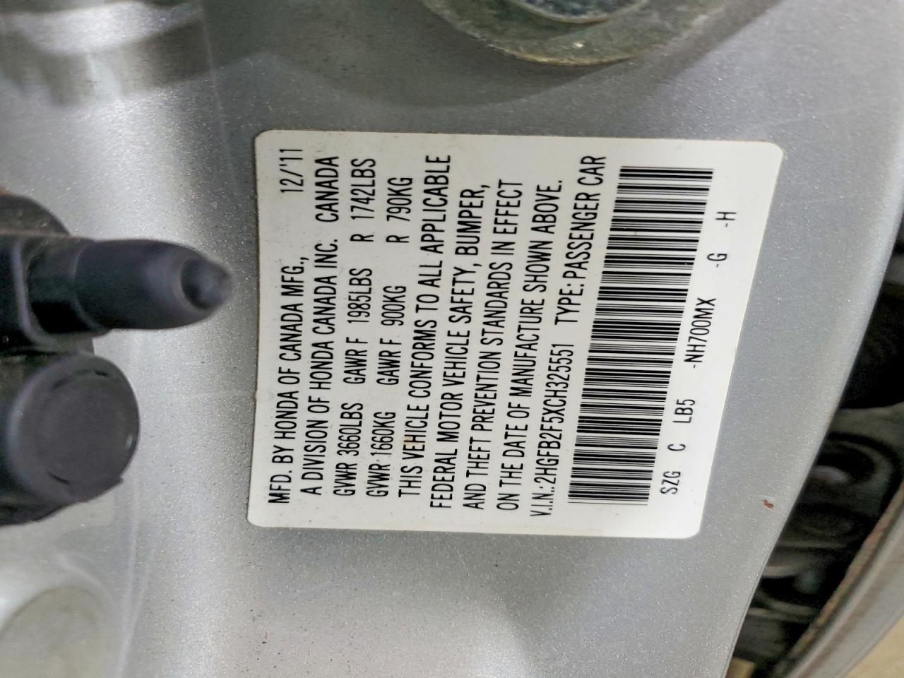 2012 HONDA CIVIC LX photo 23