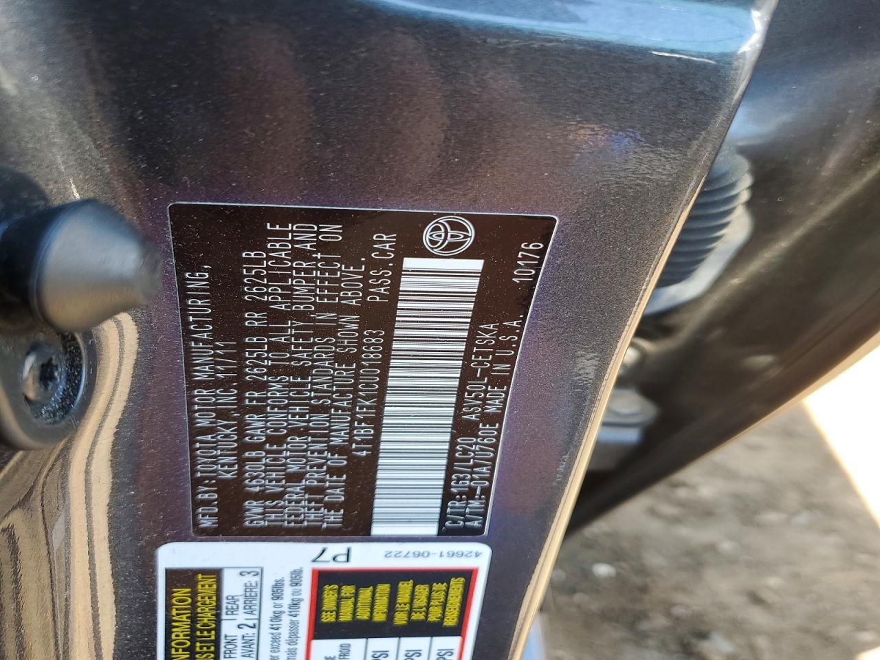 2012 TOYOTA CAMRY SE photo 23