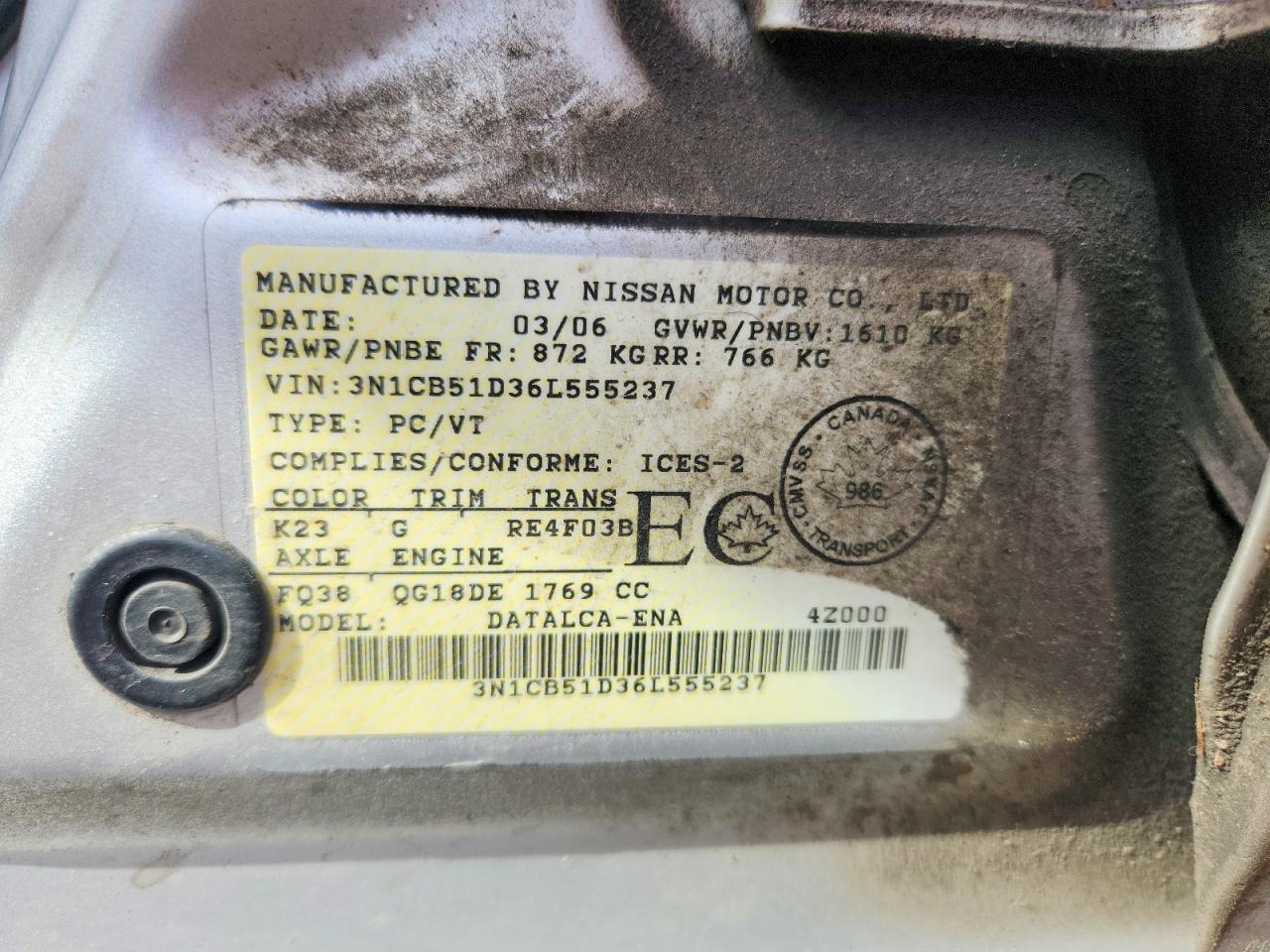 2006 NISSAN SENTRA 1.8 photo 23