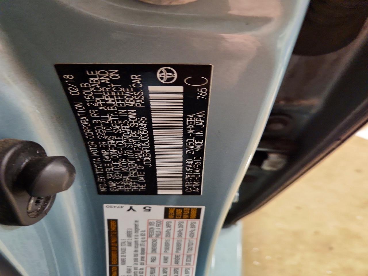 2018 TOYOTA PRIUS TWO photo 37
