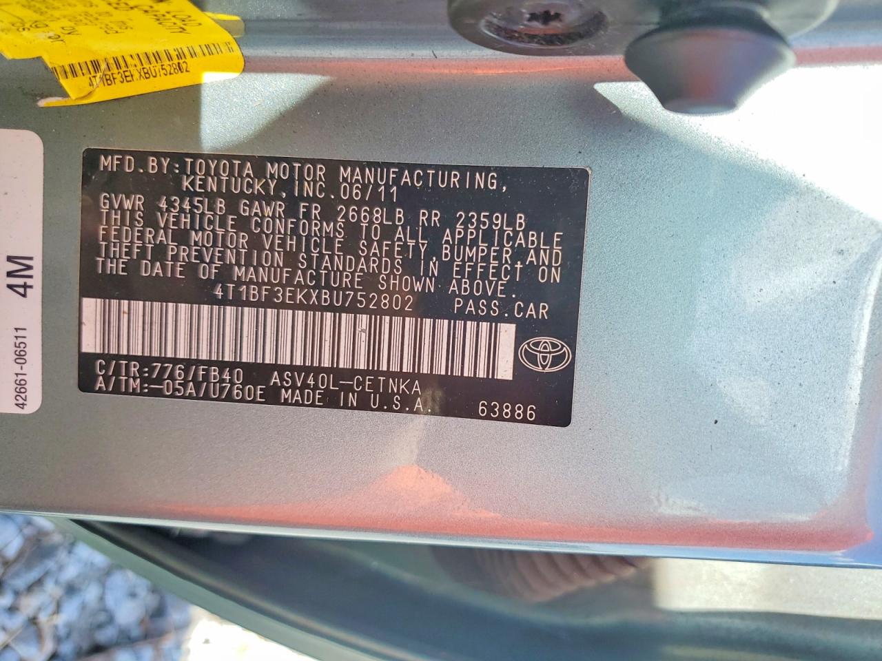 2011 TOYOTA CAMRY LE photo 34