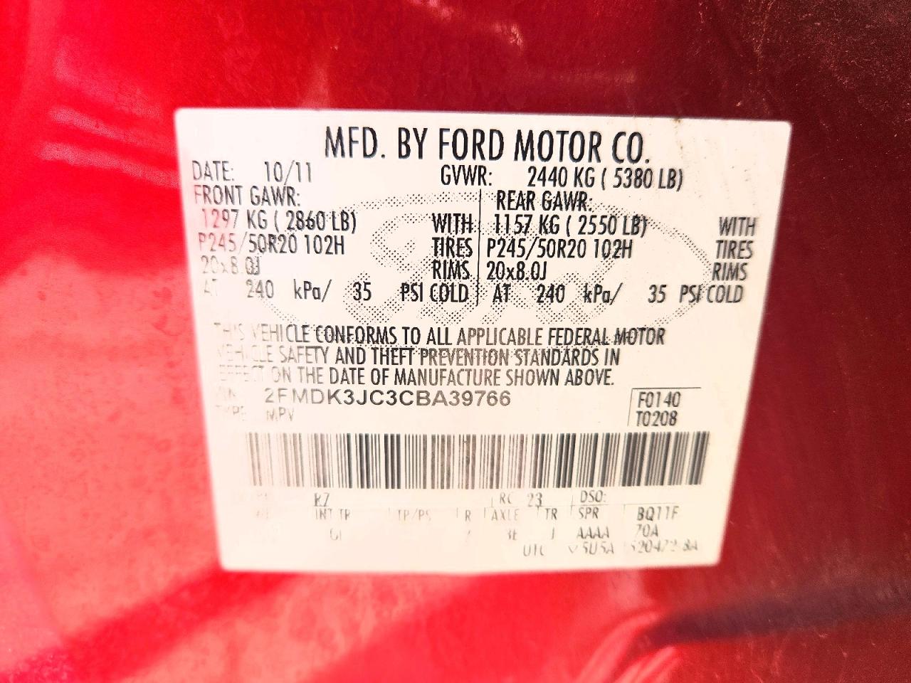 2012 FORD EDGE SEL photo 25