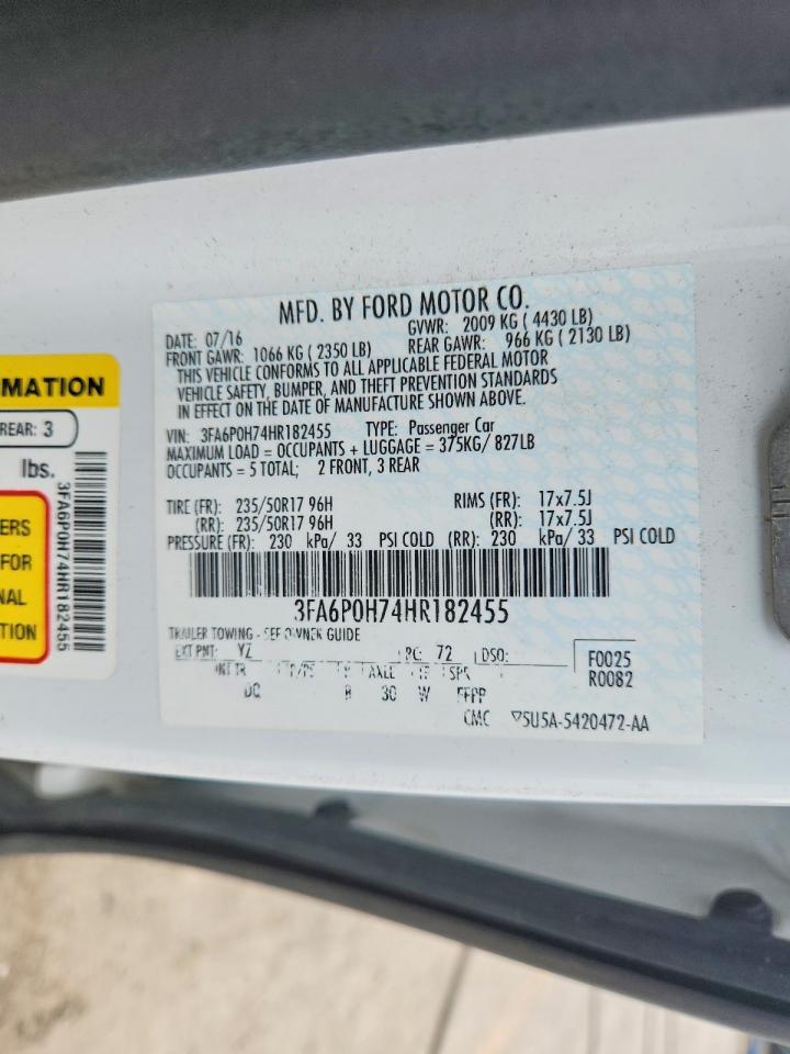 2017 FORD FUSION SE photo 34
