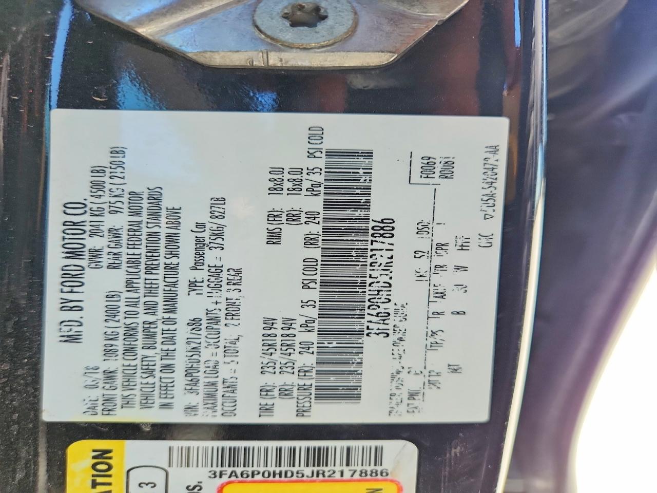 2018 FORD FUSION SE photo 37