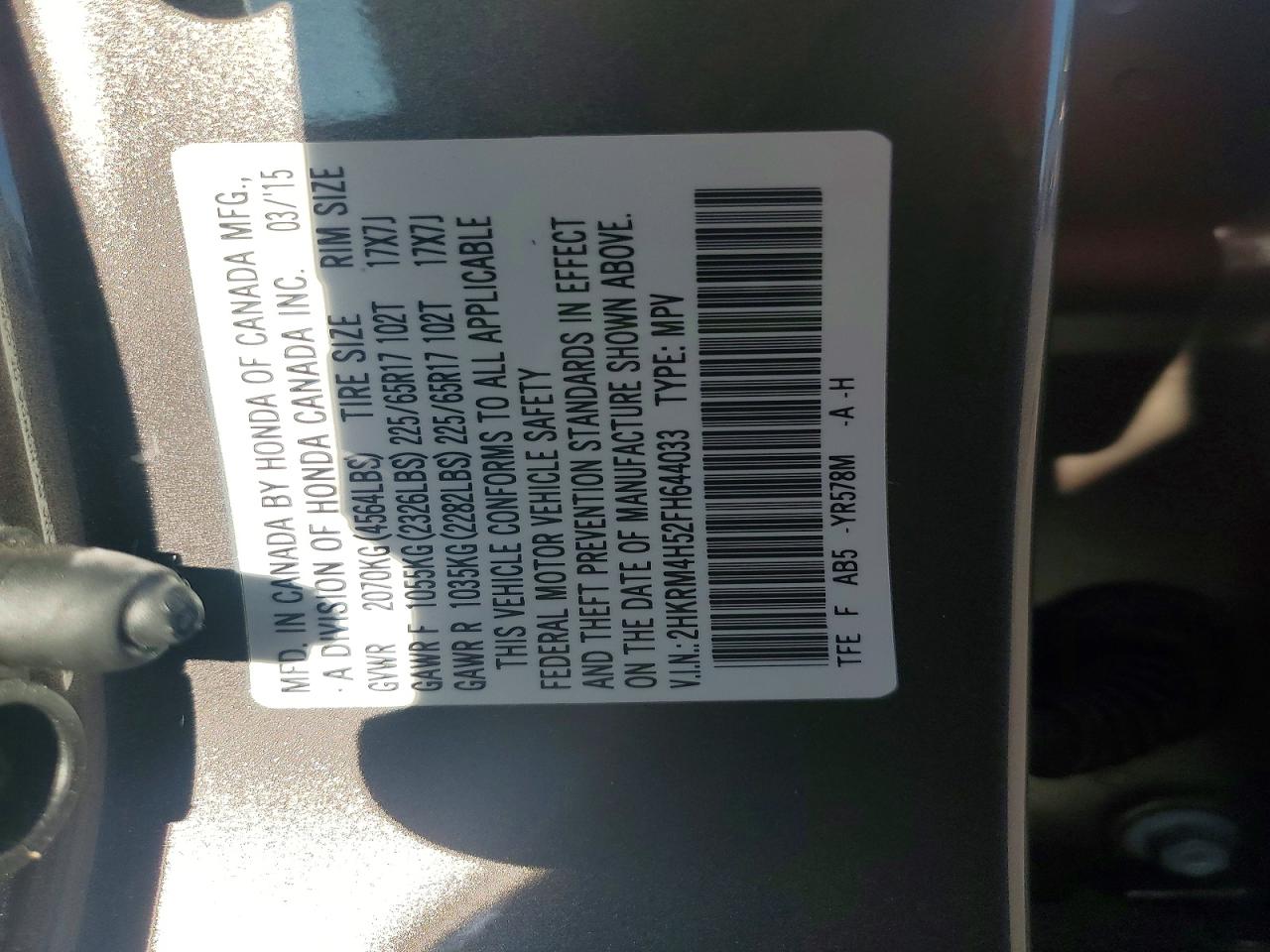 2015 HONDA CR-V EX photo 34