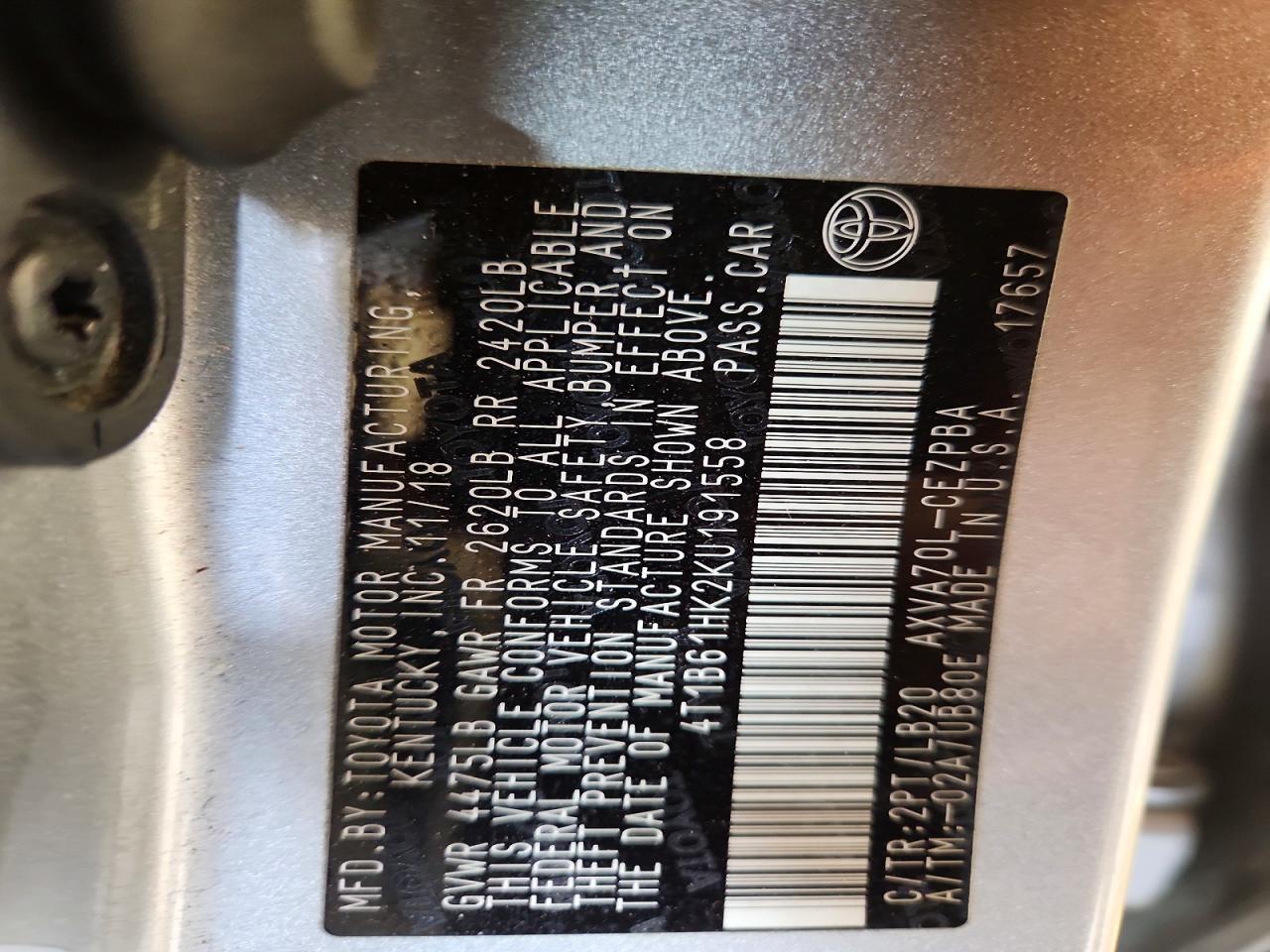 2019 TOYOTA CAMRY XSE photo 23