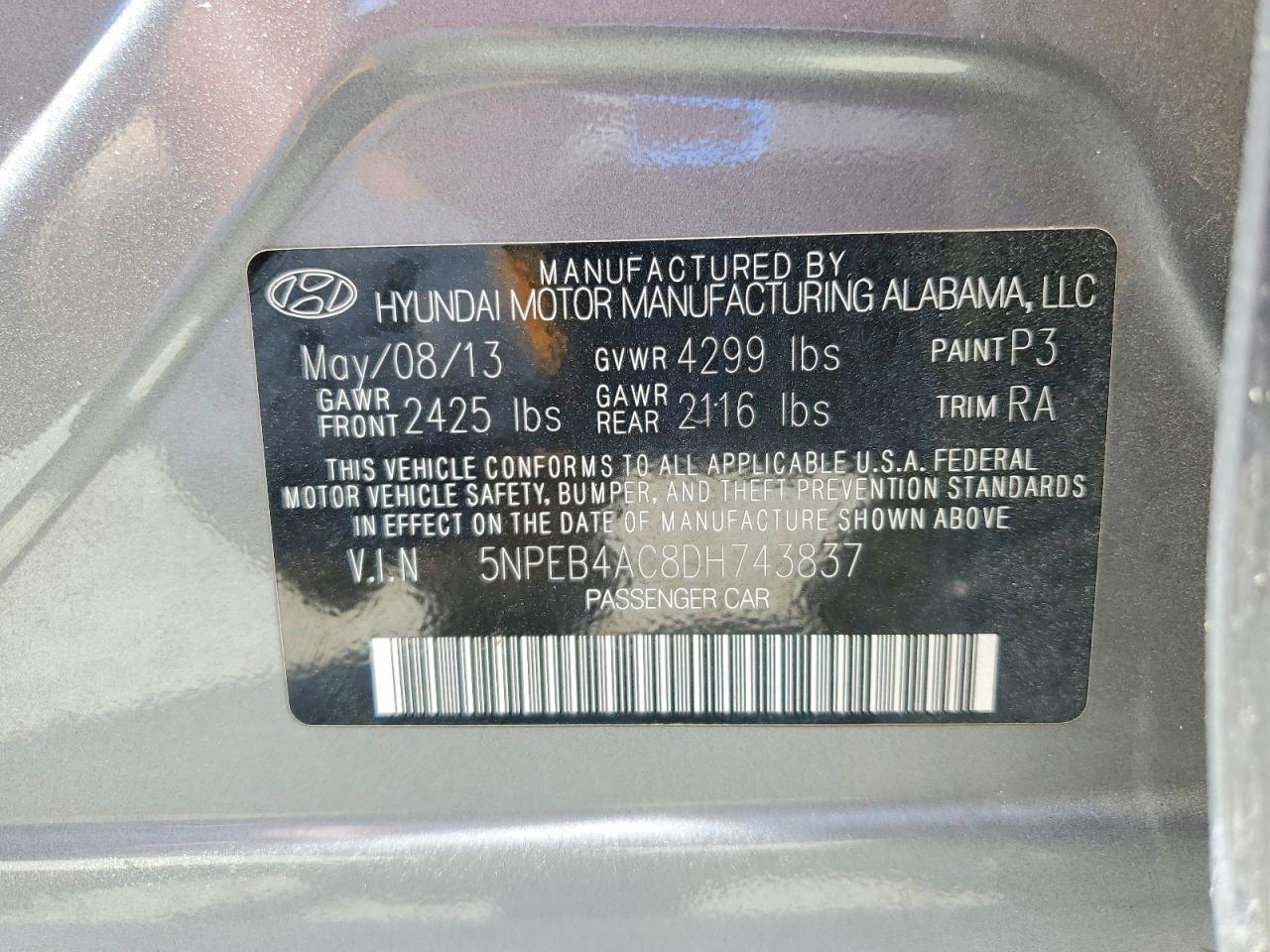 2013 HYUNDAI SONATA GLS photo 23