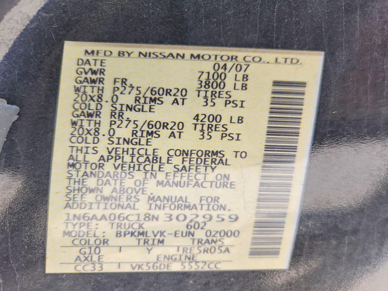 2008 NISSAN TITAN XE photo 25