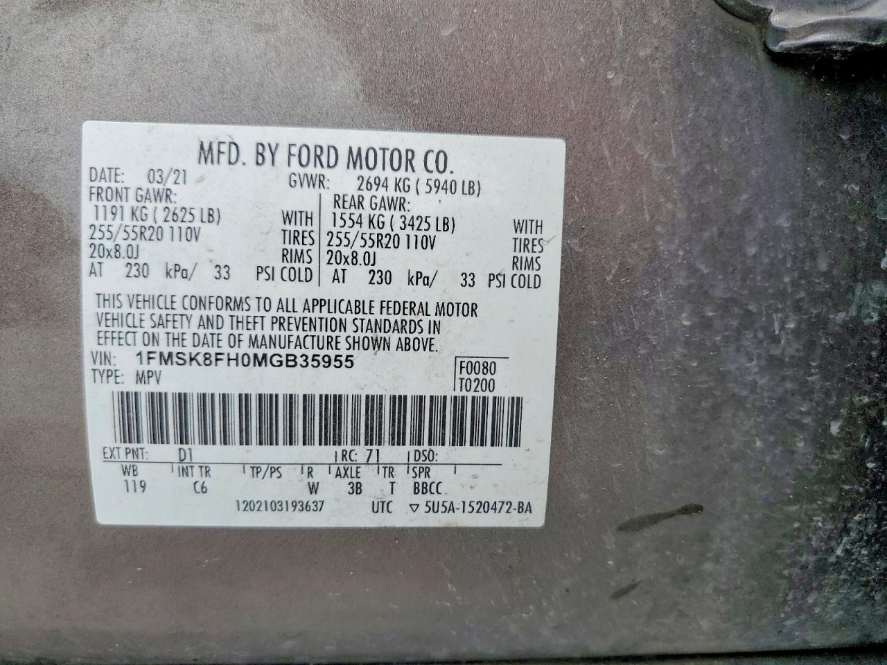 2021 FORD EXPLORER LIMITED photo 13
