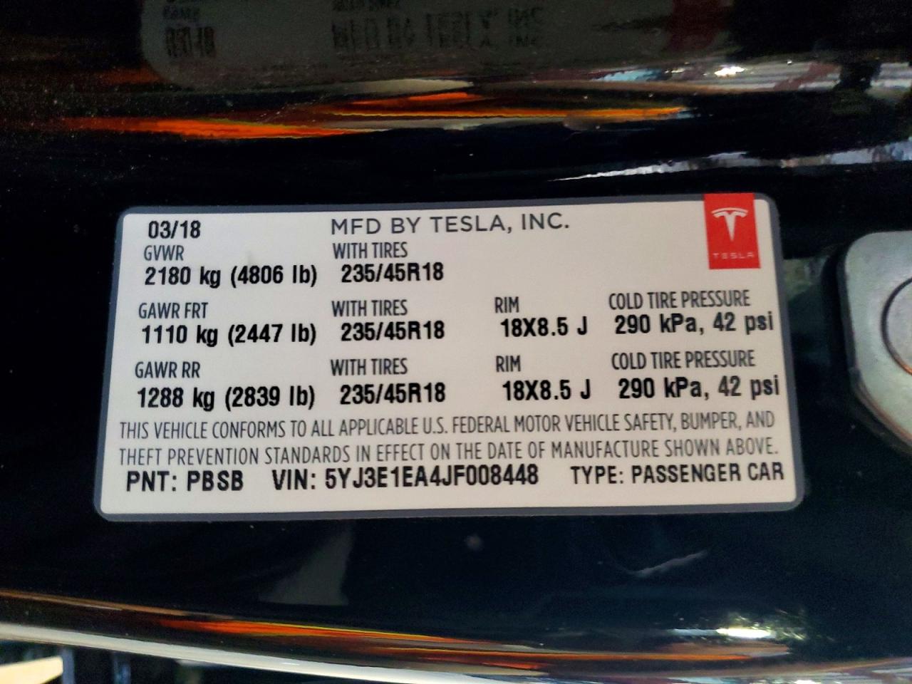 2018 TESLA MODEL 3 photo 25