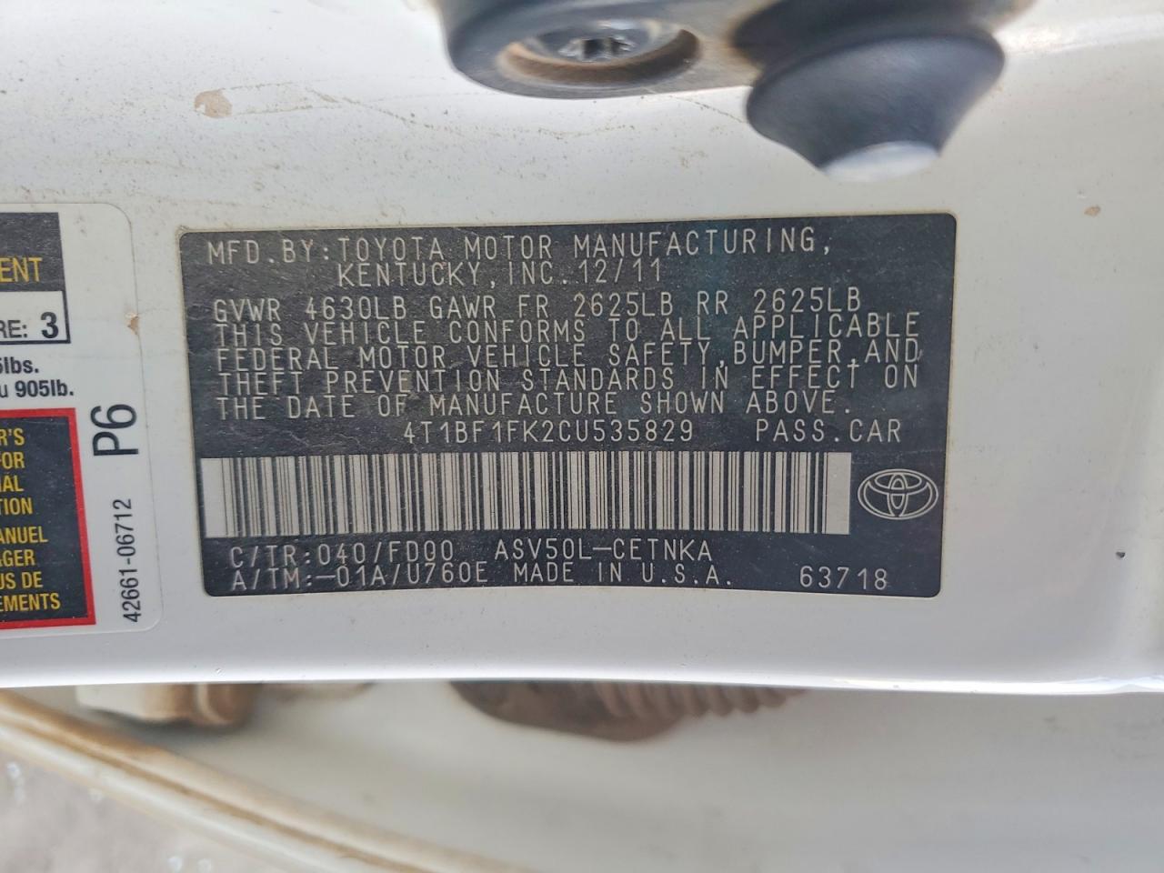 2012 TOYOTA CAMRY LE photo 34