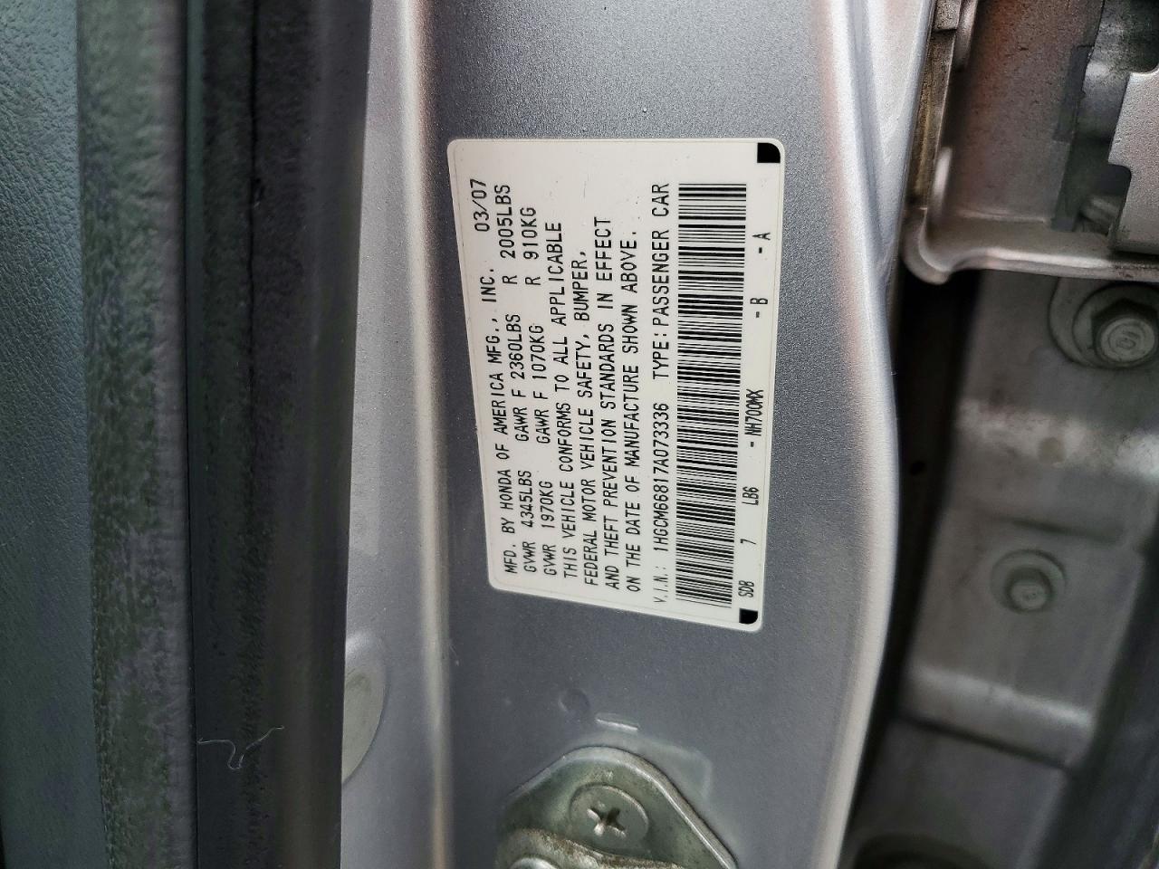 2007 HONDA ACCORD EX photo 23