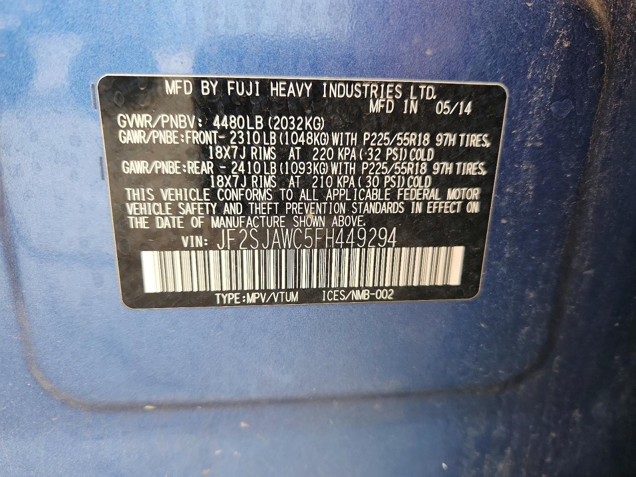2015 SUBARU FORESTER 2.5I TOURING photo 13