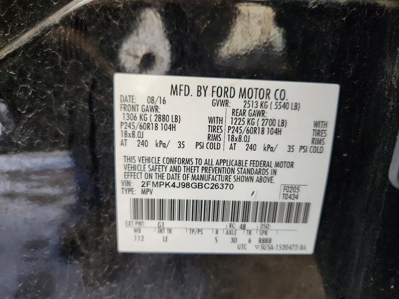 2016 FORD EDGE SEL photo 37