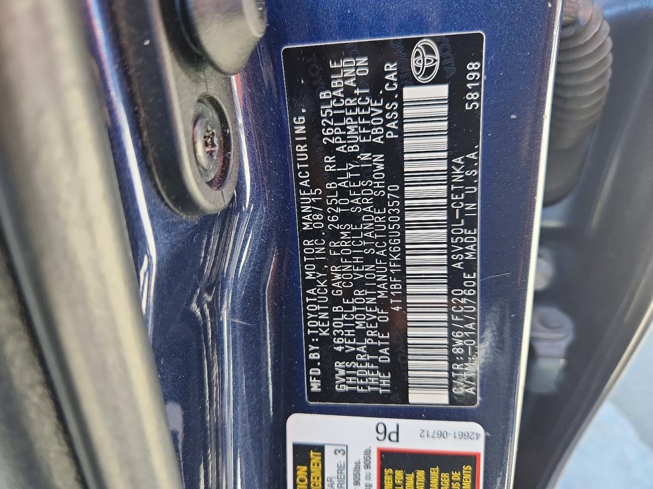 2016 TOYOTA CAMRY LE photo 37