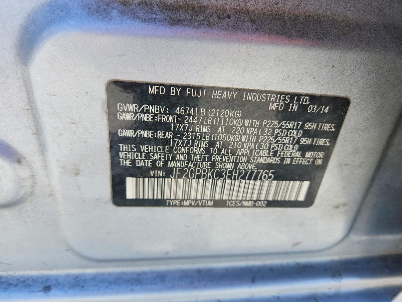 2014 SUBARU XV CROSSTREK 2.0I HYBRID TOURING photo 13