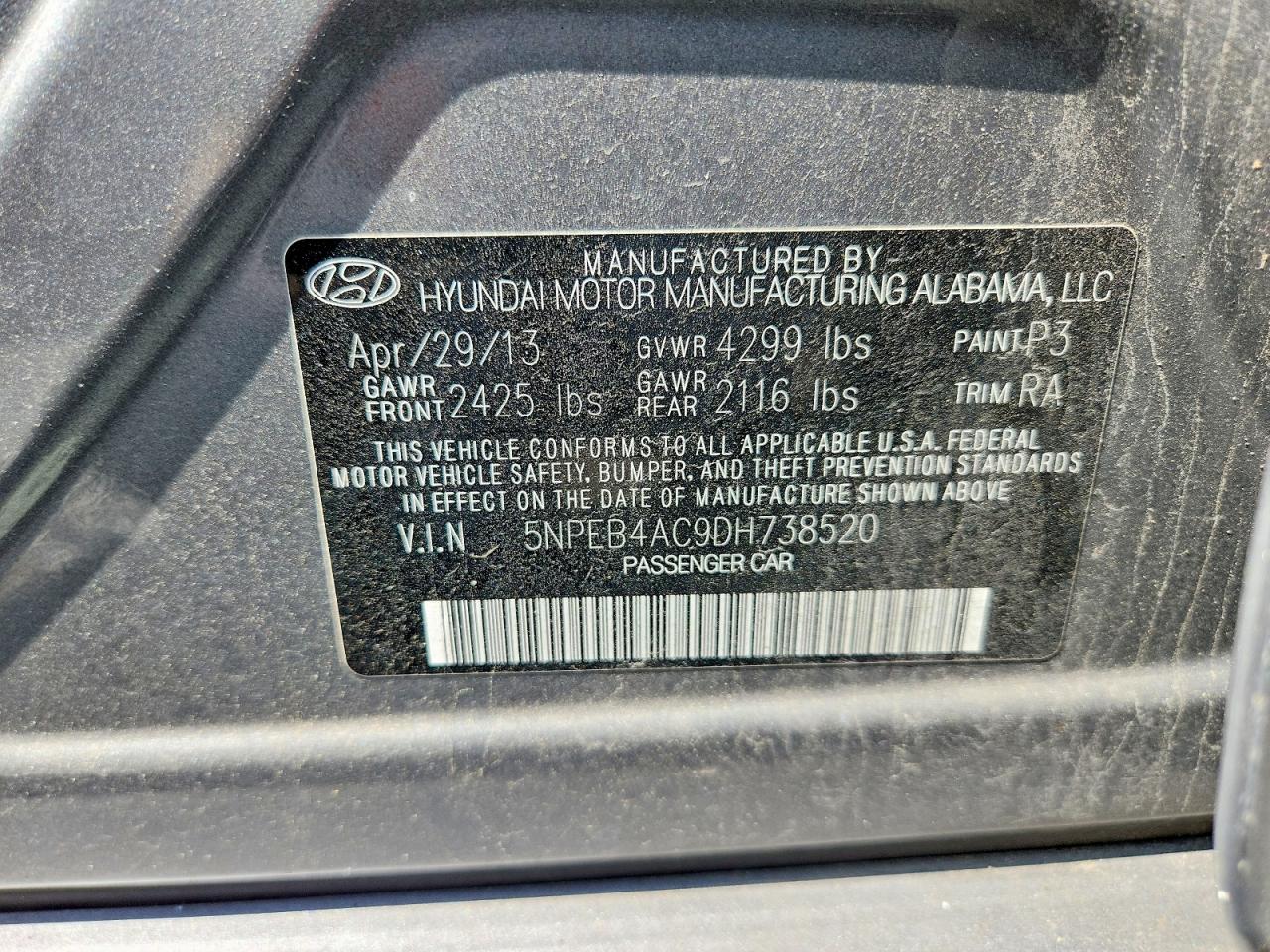2013 HYUNDAI SONATA GLS photo 12
