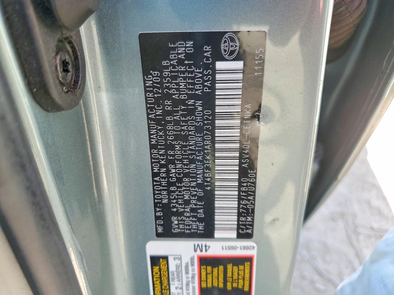 2010 TOYOTA CAMRY LE photo 34