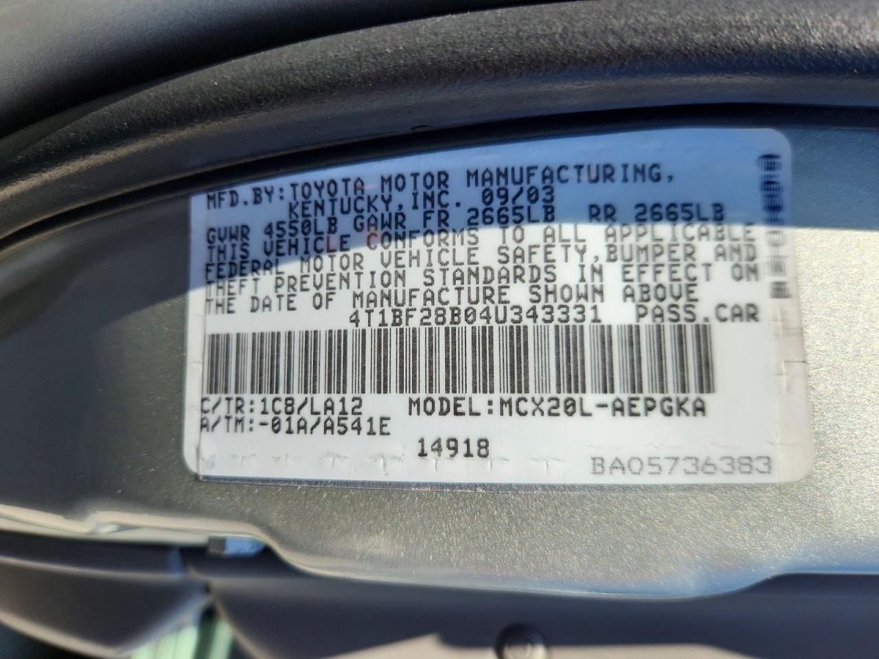 2004 TOYOTA AVALON XLS photo 34