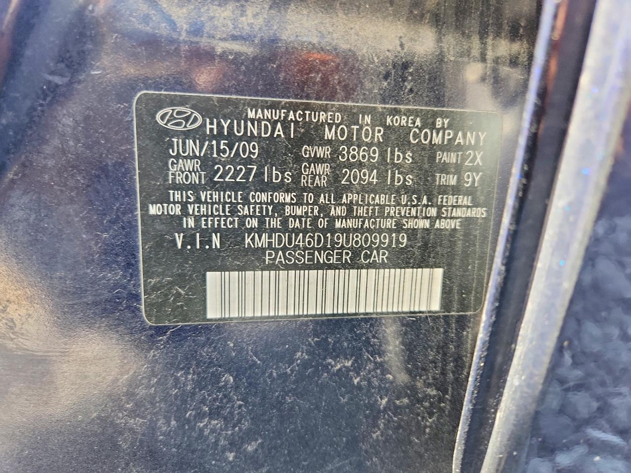 2009 HYUNDAI ELANTRA GLS photo 23