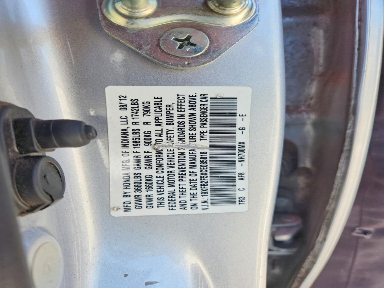 2012 HONDA CIVIC photo 23