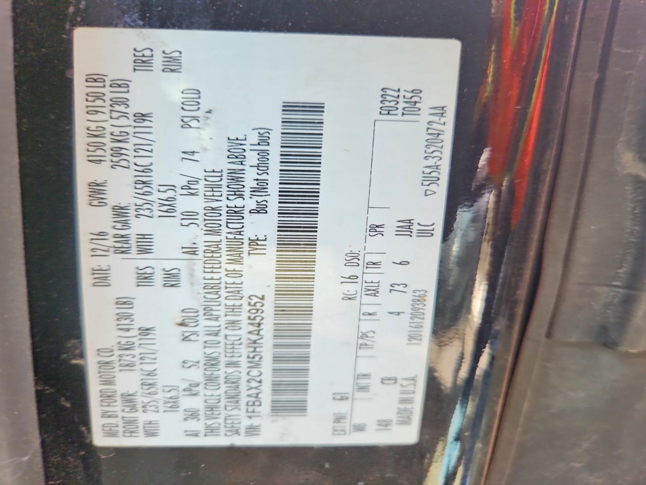 2017 FORD TRANSIT T-350 photo 39