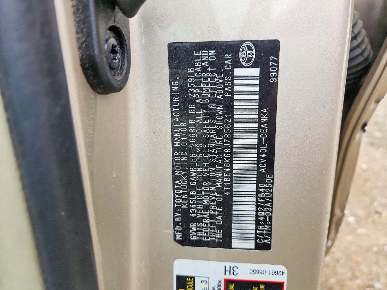 2008 TOYOTA CAMRY LE photo 34
