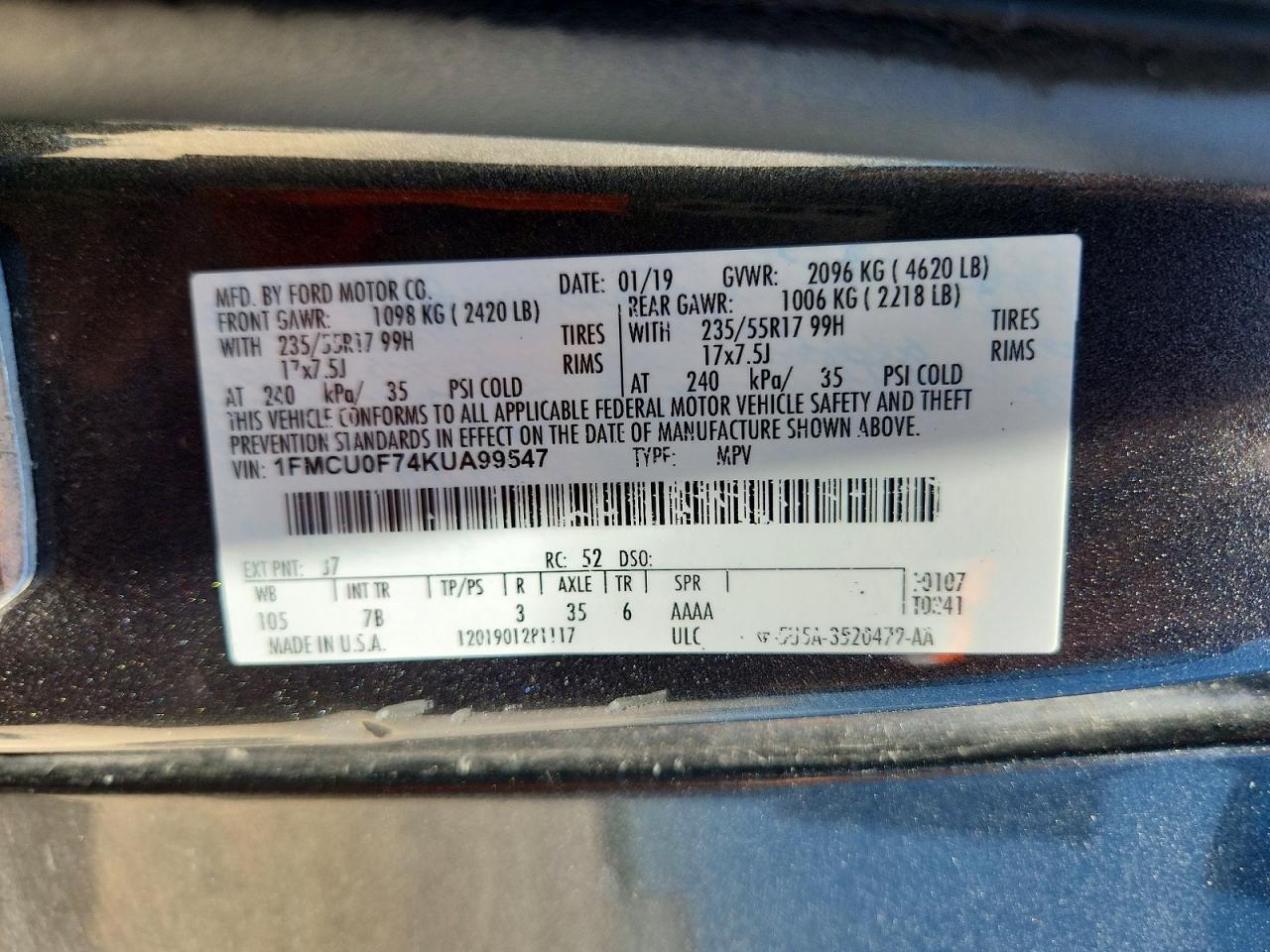2019 FORD ESCAPE S photo 40