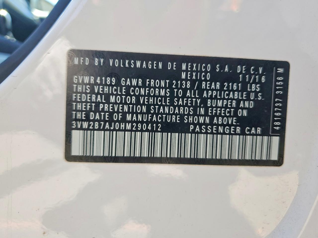 2017 VOLKSWAGEN JETTA S photo 12