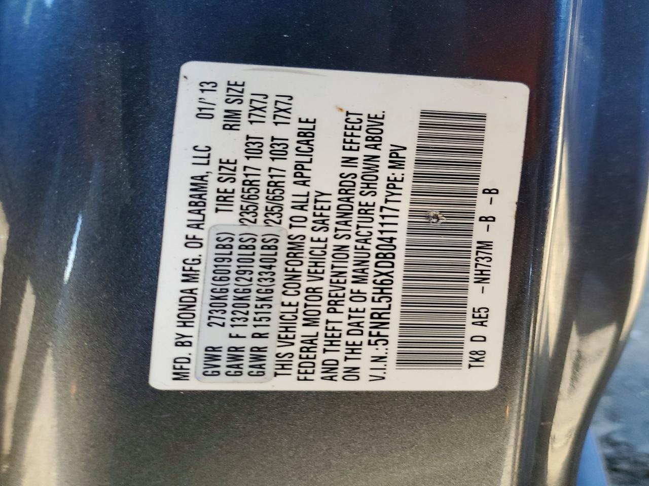 2013 HONDA ODYSSEY EXL photo 40