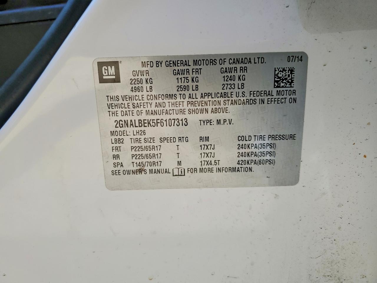 2015 CHEVROLET EQUINOX LT photo 23
