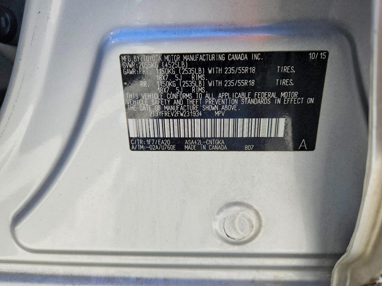 2015 TOYOTA RAV4 LIMITED photo 13