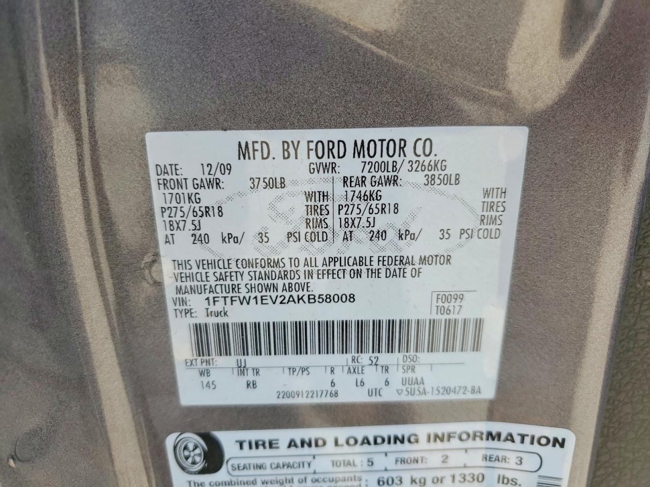 2010 FORD F150 SUPERCREW photo 12